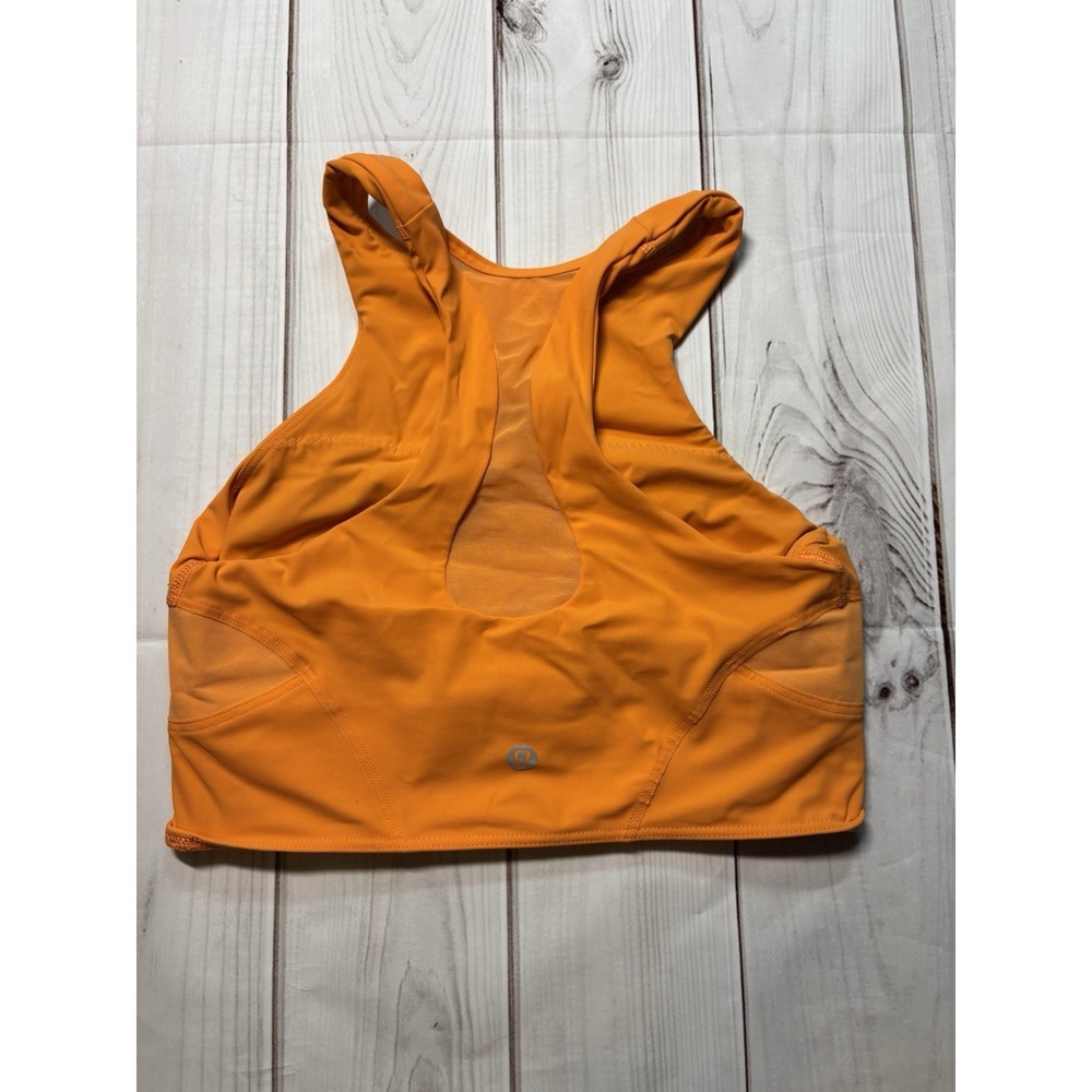 Lululemon Mesh Back Train Bra Orange Racerback No Cups 4